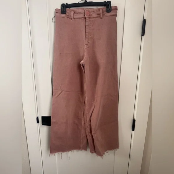 Zara Marine Straight Stylish Pink/Rose Wide-Leg Pants - Picture 2 of 5